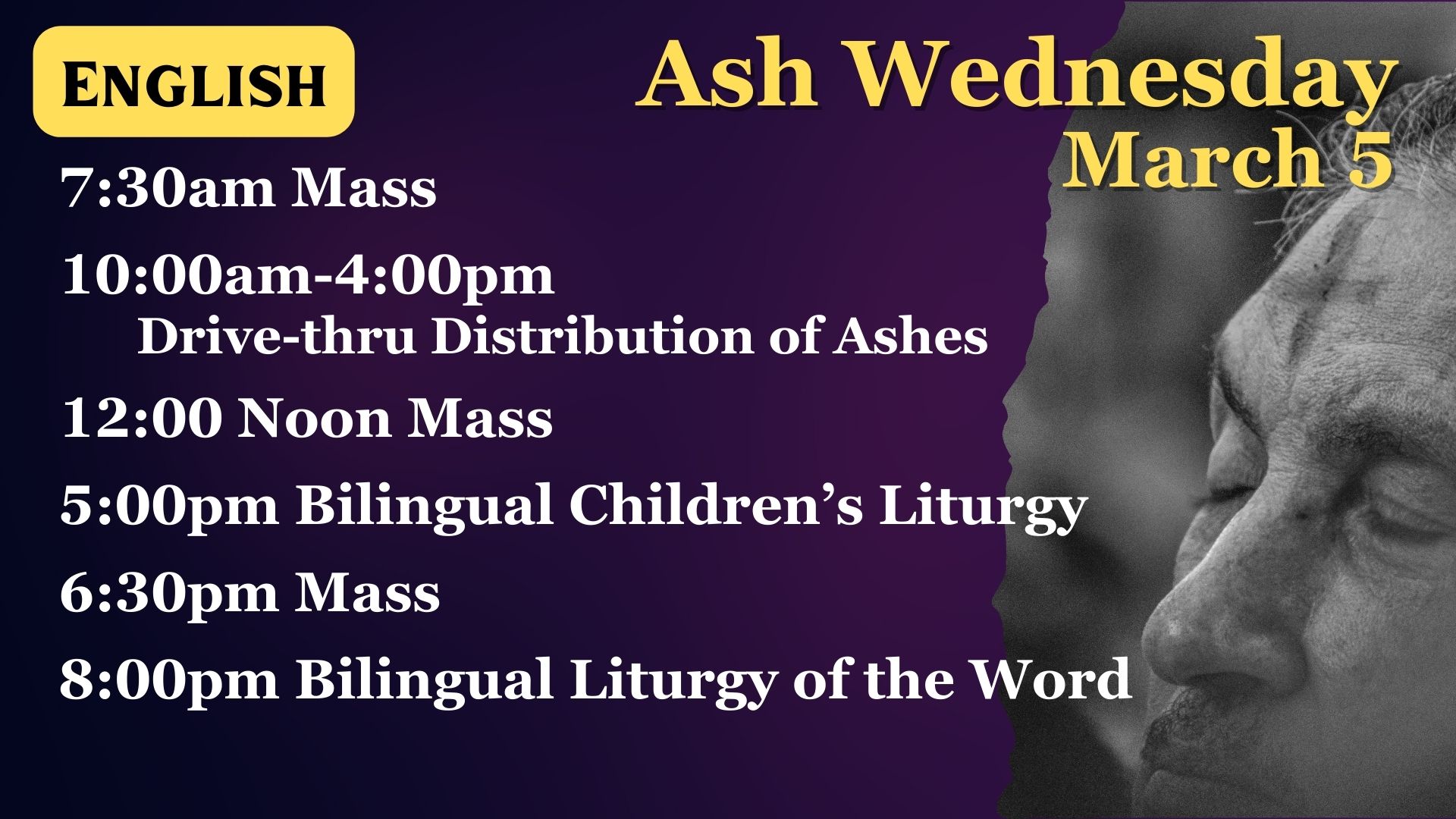 Ash Wednesday English