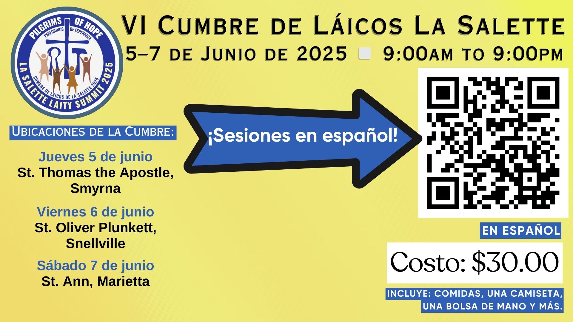 La Salette Summit Spanish Registration screens