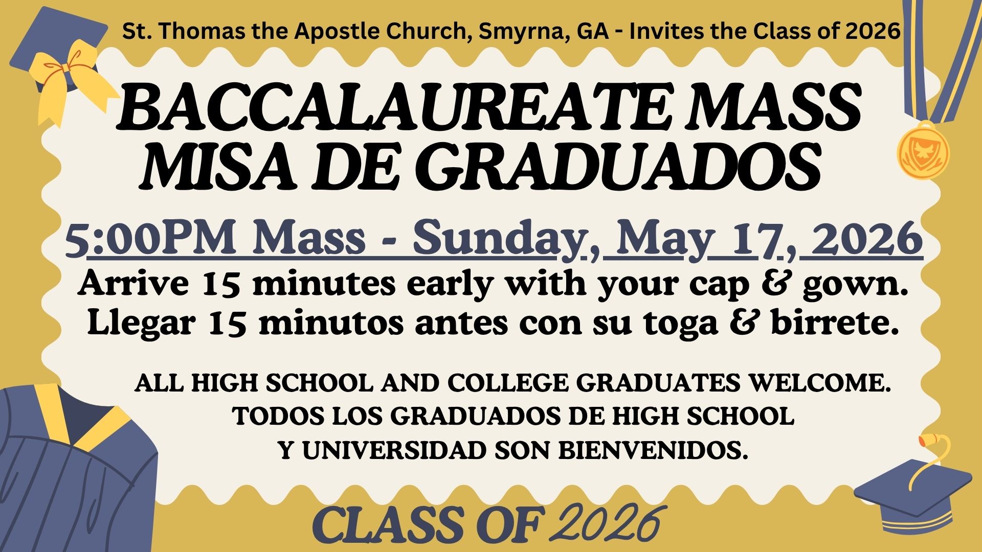 Baccalaureate Mass 2026 Annoucement